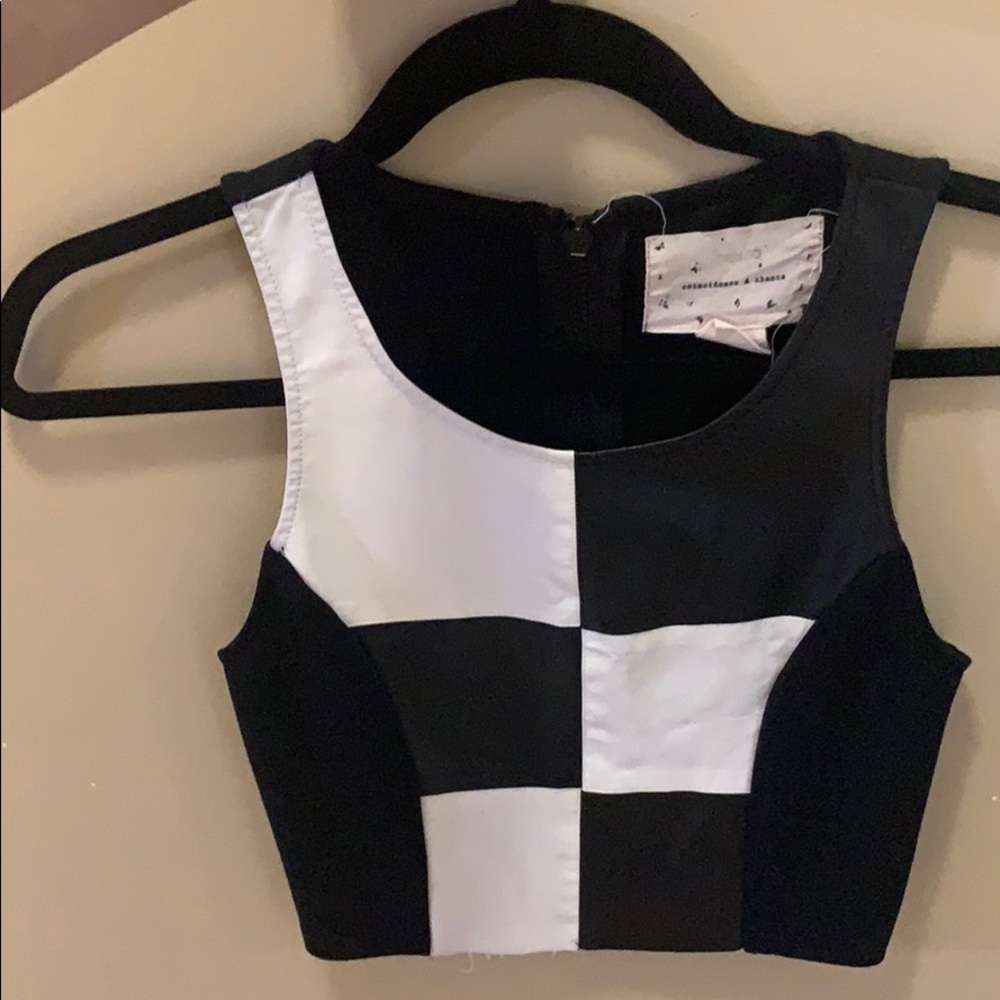 Checkered leather tank top